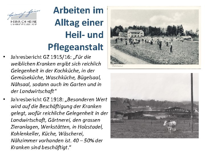 Arbeiten im Alltag einer Heil- und Pflegeanstalt • Jahresbericht GZ 1915/16: „Für die weiblichen