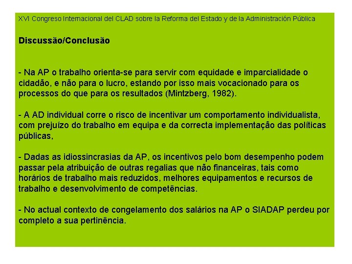 XVI Congreso Internacional del CLAD sobre la Reforma del Estado y de la Administración