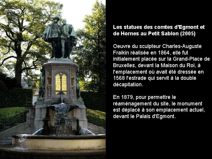 Les statues des comtes d'Egmont et de Hornes au Petit Sablon (2005) Oeuvre du