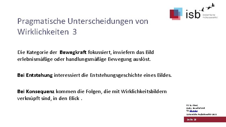 Pragmatische Unterscheidungen von Wirklichkeiten 3 Die Kategorie der Bewegkraft fokussiert, inwiefern das Bild erlebnismäßige