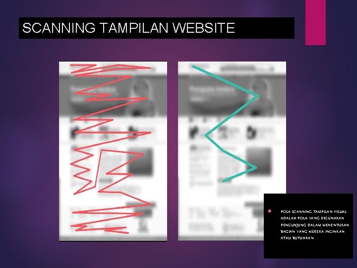 SCANNING TAMPILAN WEBSITE POLA SCANNING TAMPILAN VISUAL ADALAH POLA YANG DIGUNAKAN PENGUNJUNG DALAM MENENTUKAN