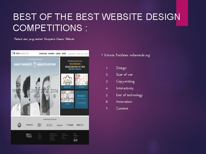 BEST OF THE BEST WEBSITE DESIGN COMPETITIONS : Terbaik dari yang terbaik Kompetisi Desain