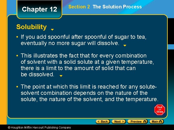 Chapter 12 Section 2 The Solution Process Solubility • If you add spoonful after