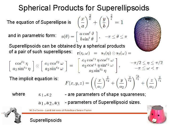 Spherical Products for Superellipsoids The equation of Superellipse is and in parametric form: Superellipsoids