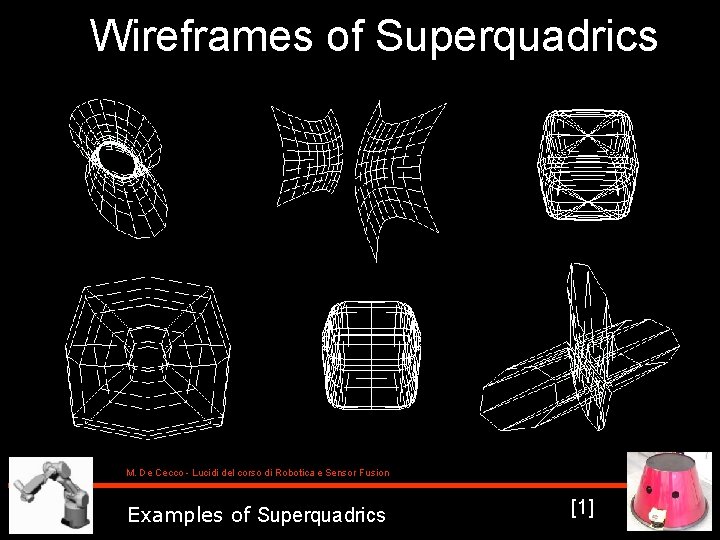 Wireframes of Superquadrics M. De Cecco - Lucidi del corso di Robotica e Sensor