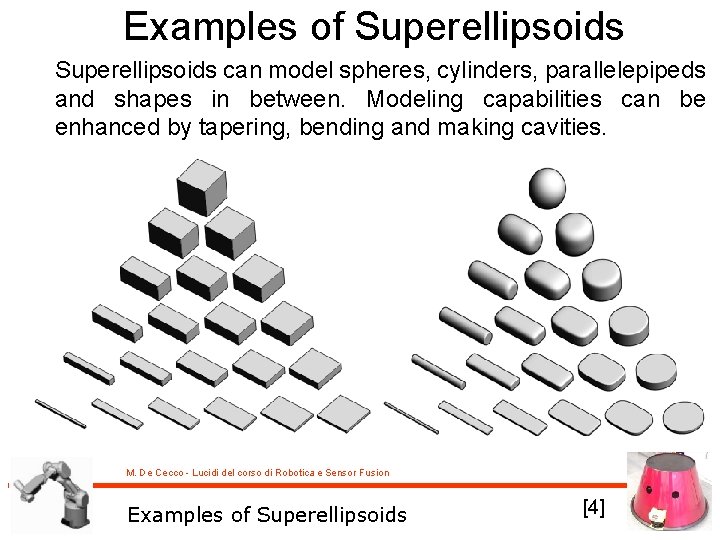 Examples of Superellipsoids can model spheres, cylinders, parallelepipeds and shapes in between. Modeling capabilities