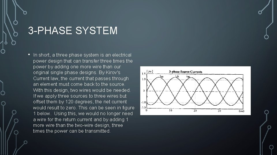 3 -PHASE SYSTEM • In short, a three phase system is an electrical power