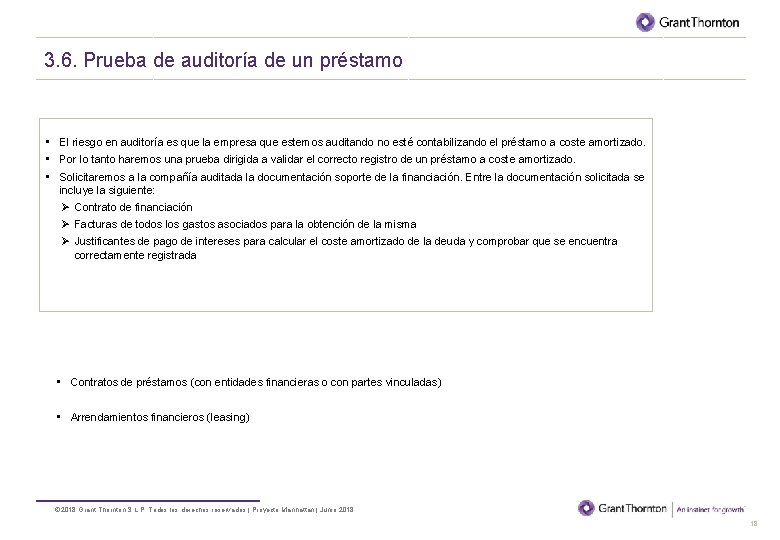 BORRADOR 3. 6. Prueba de auditoría de un préstamo • El riesgo en auditoría
