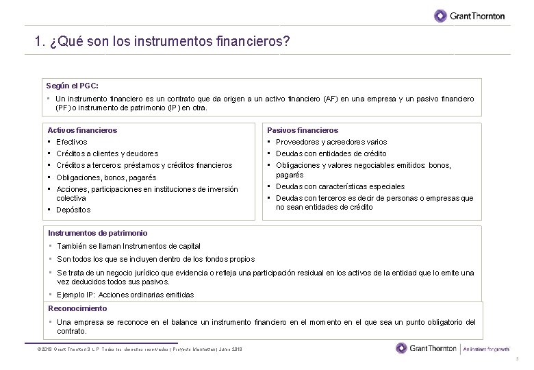 BORRADOR 1. ¿Qué son los instrumentos financieros? Según el PGC: • Un instrumento financiero