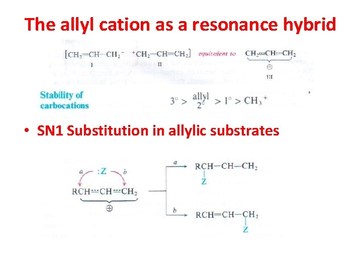 The allyl cation as a resonance hybrid • SN 1 Substitution in allylic substrates