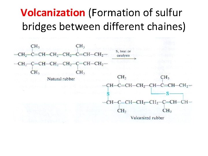 Volcanization (Formation of sulfur bridges between different chaines) 
