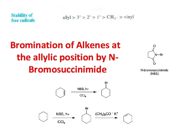 Bromination of Alkenes at the allylic position by NBromosuccinimide 
