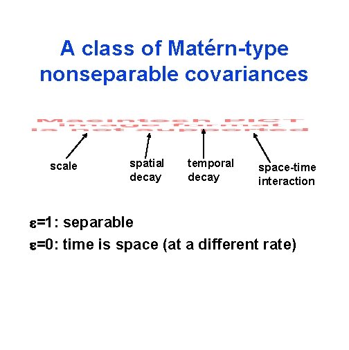 A class of Matérn-type nonseparable covariances scale spatial decay temporal decay space-time interaction =1: