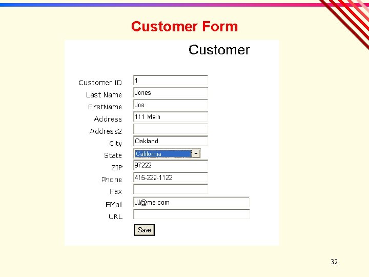 Customer Form 32 