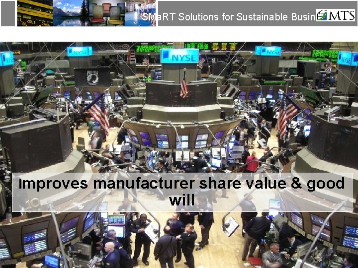SMa. RT Solutions for Sustainable Business Improve manufacturer share value & good will Improves