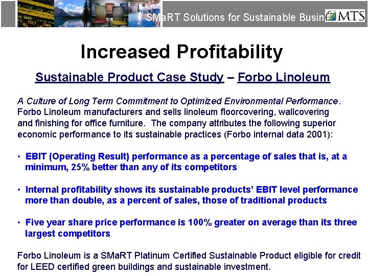 SMa. RT Solutions for Sustainable Business Increased Profitability Sustainable Product Case Study – Forbo