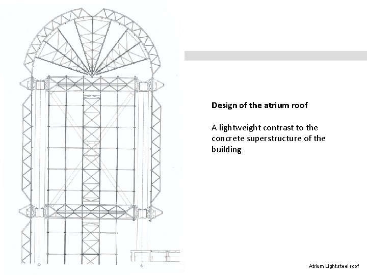 Design of the atrium roof A lightweight contrast to the concrete superstructure of the