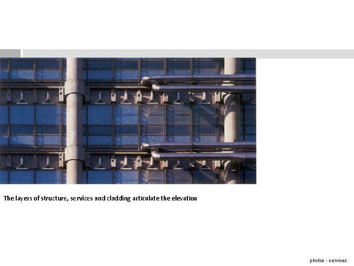 The layers of structure, services and cladding articulate the elevation photos - services 