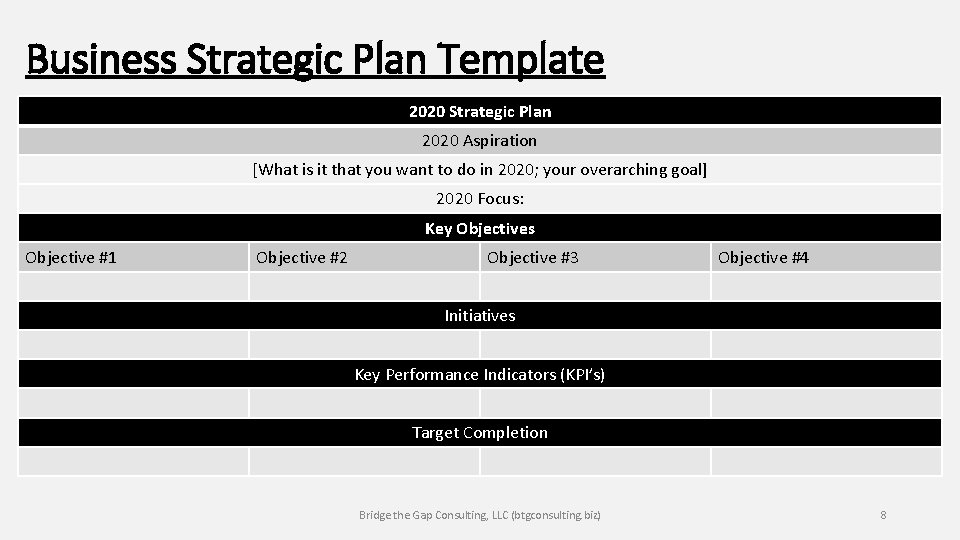 Business Strategic Plan Template 2020 Strategic Plan 2020 Aspiration [What is it that you