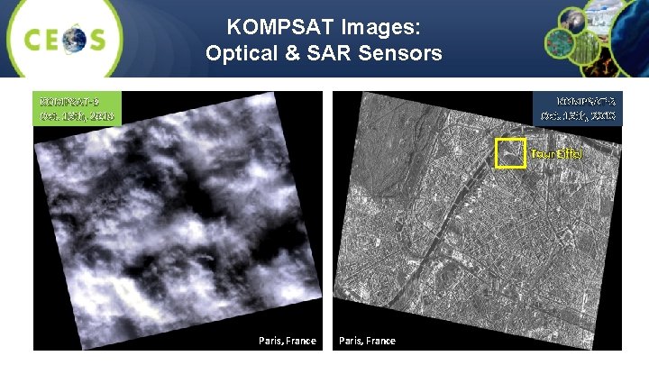 KOMPSAT Images: Optical & SAR Sensors KOMPSAT-3 Oct. 16 th, 2013 KOMPSAT-5 Oct. 16