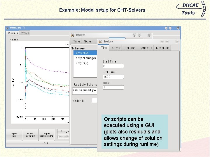 Example: Model setup for CHT-Solvers Or scripts can be executed using a GUI (plots