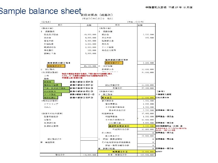 Sample balance sheet 16 