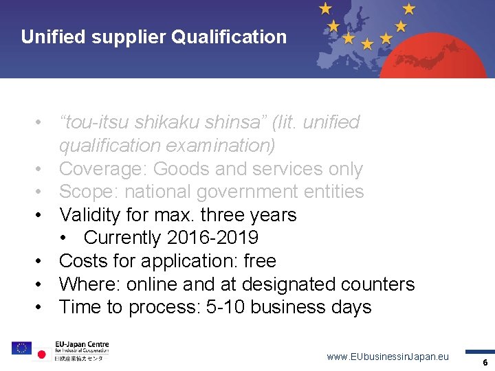 Unified supplier Qualification Topic 1 Topic 2 Topic 3 Topic 4 Contact • “tou-itsu