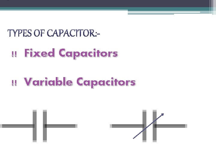 !! Fixed Capacitors !! Variable Capacitors 