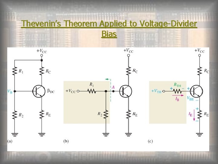 Thevenin’s Theorem Applied to Voltage-Divider Bias 