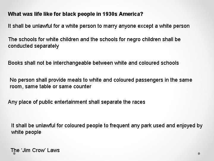 What was life like for black people in 1930 s America? It shall be