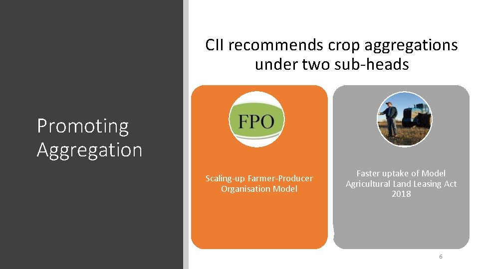 CII recommends crop aggregations under two sub-heads Promoting Aggregation Scaling-up Farmer-Producer Organisation Model Faster