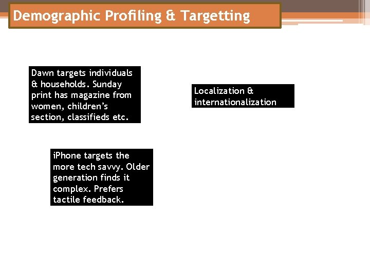 Demographic Profiling & Targetting Dawn targets individuals & households. Sunday print has magazine from