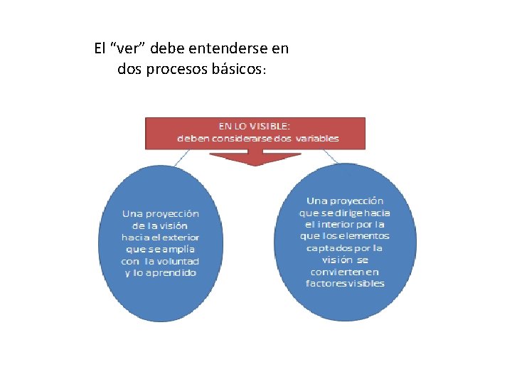 El “ver” debe entenderse en dos procesos básicos: 