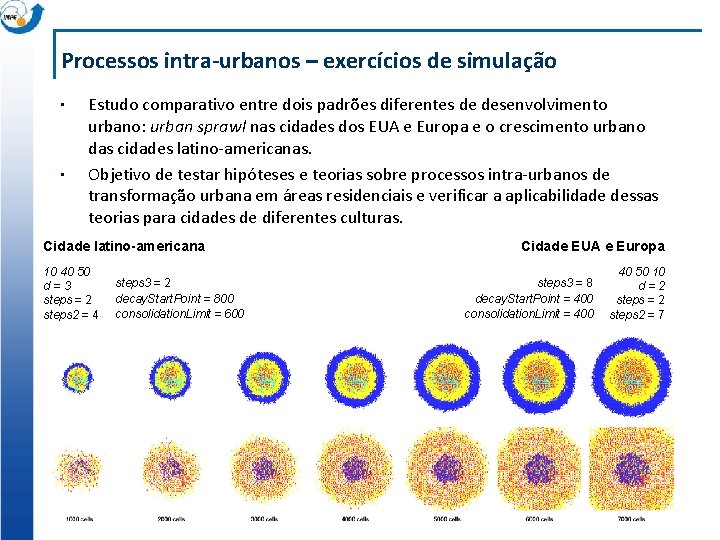 Processos intra-urbanos – exercícios de simulação • • Estudo comparativo entre dois padrões diferentes