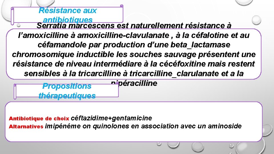 Résistance aux antibiotiques Serratia marcescens est naturellement résistance à l’amoxicilline à amoxicilline-clavulanate , à