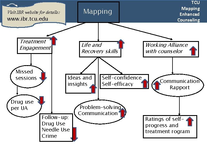 Mapping Visit IBR website for details: www. ibr. tcu. edu Treatment Engagement Missed sessions