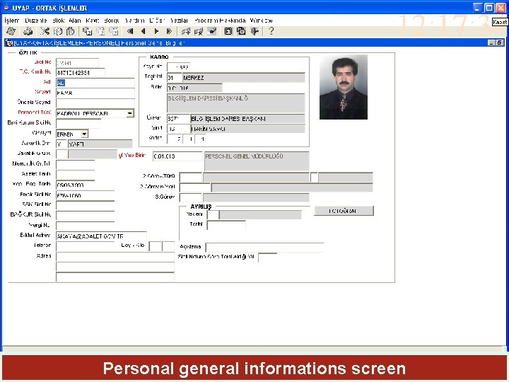 Personal general informations screen 40 