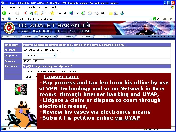 Lawyer can : Pay process and tax fee from his office by use of