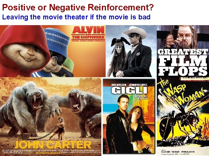 Positive or Negative Reinforcement? Leaving the movie theater if the movie is bad 