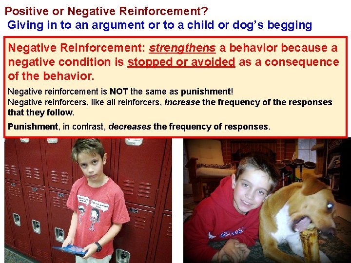 Positive or Negative Reinforcement? Giving in to an argument or to a child or