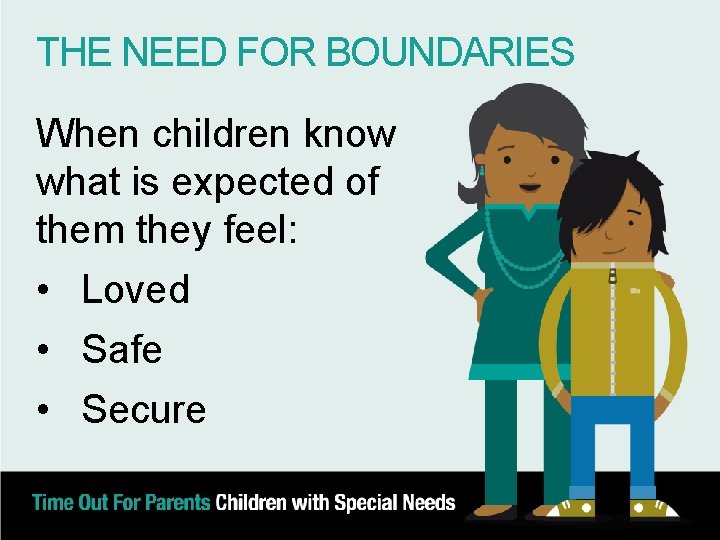 THE NEED FOR BOUNDARIES When children know what is expected of them they feel: