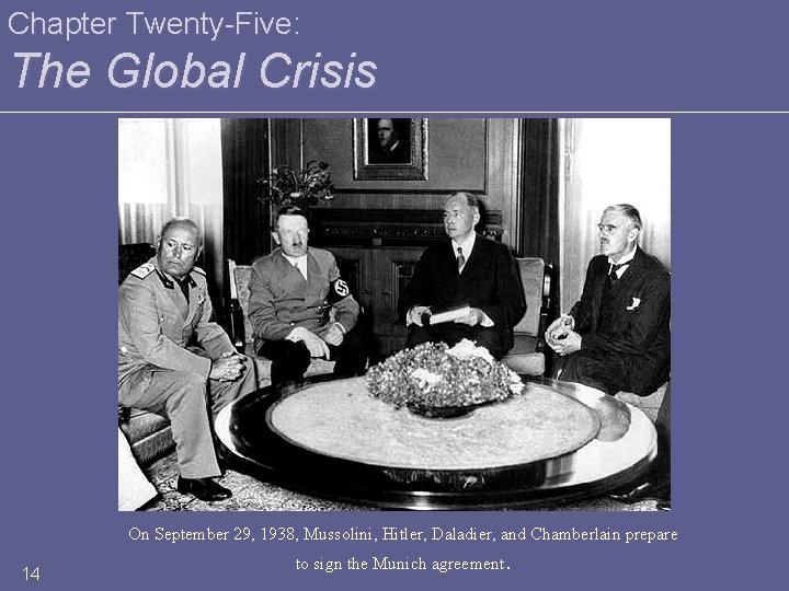Chapter Twenty-Five: The Global Crisis On September 29, 1938, Mussolini, Hitler, Daladier, and Chamberlain