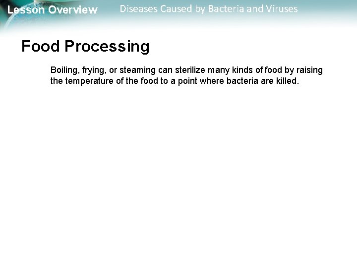 Lesson Overview Diseases Caused by Bacteria and Viruses