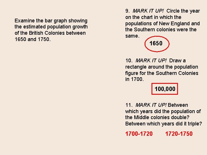 Examine the bar graph showing the estimated population growth of the British Colonies between