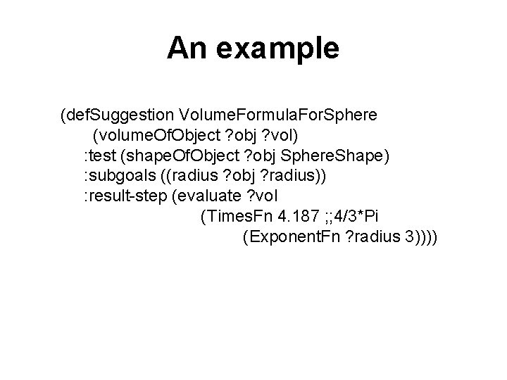 An example (def. Suggestion Volume. Formula. For. Sphere (volume. Of. Object ? obj ?