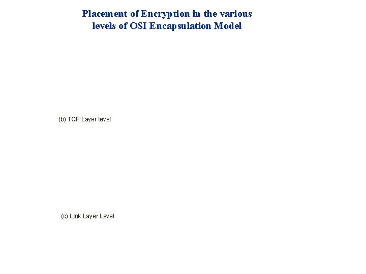 Placement of Encryption in the various levels of OSI Encapsulation Model (b) TCP Layer