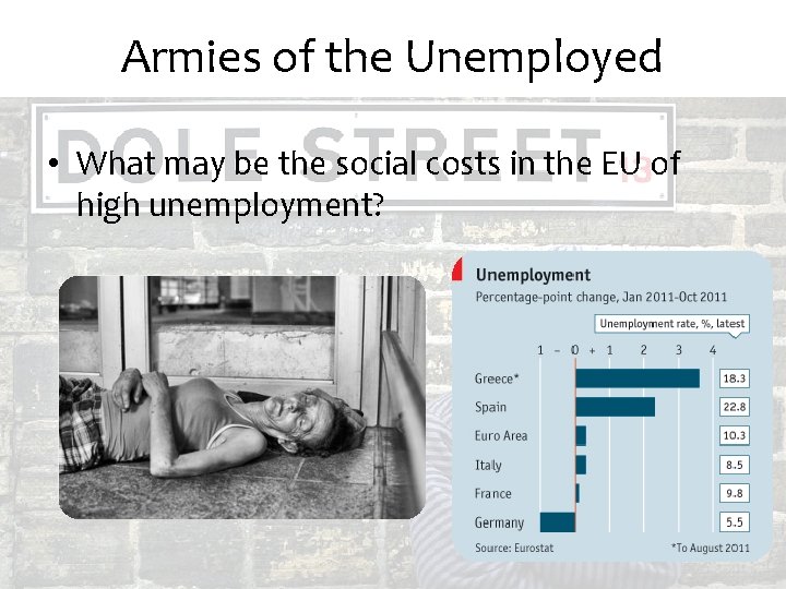 Armies of the Unemployed • What may be the social costs in the EU