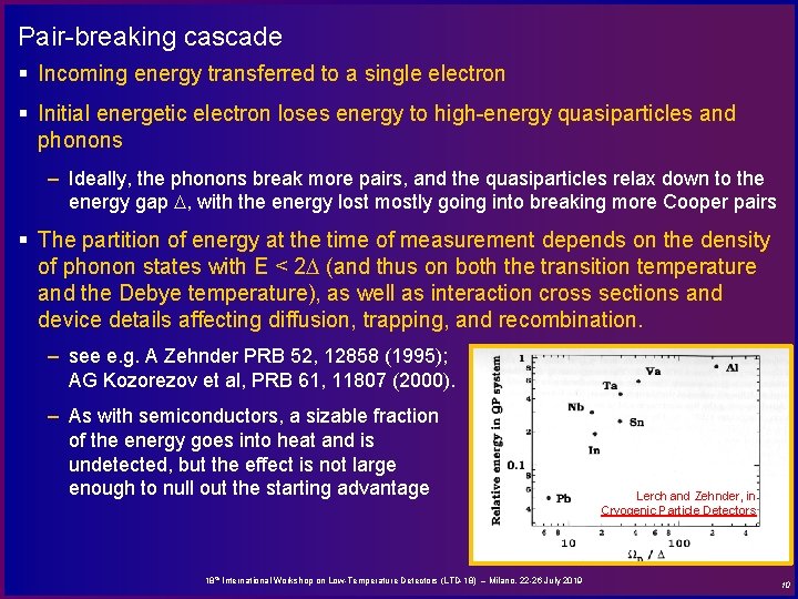 Pair-breaking cascade § Incoming energy transferred to a single electron § Initial energetic electron