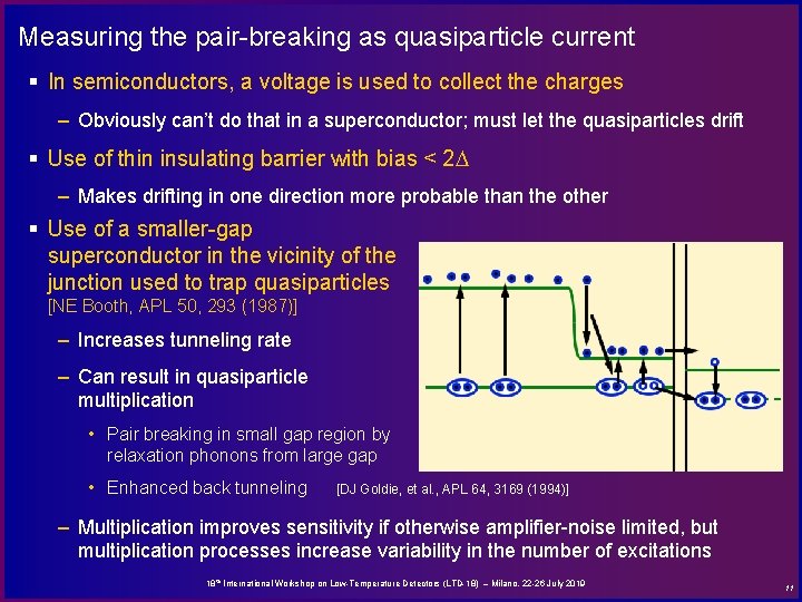 Measuring the pair-breaking as quasiparticle current § In semiconductors, a voltage is used to