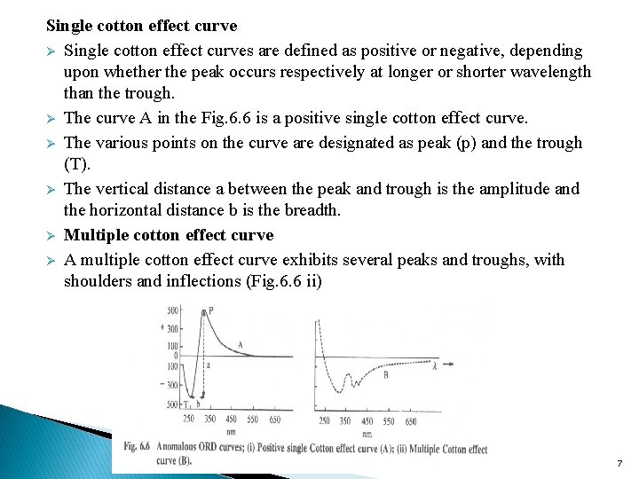 Single cotton effect curve Ø Single cotton effect curves are defined as positive or